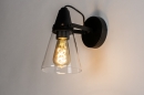 Foto 73974-2: Hippe, mat zwarte wandlamp voorzien van helder glas, geschikt voor led.