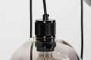 Foto 74039-9 detailfoto: Grote zwarte hanglamp van rookglas met vijf bollen