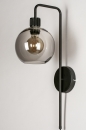 Foto 74041-5: Schwarze Wandleuchte mit Rauchglas mit Kabel und Stecker