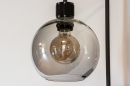 Foto 74041-7: Schwarze Wandleuchte mit Rauchglas mit Kabel und Stecker