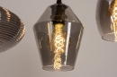 Foto 74042-11 detailfoto: Zwarte hanglamp met glazen bollen in verschillende vormen van Rookglas