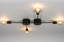 Foto 74048-2: Moderne, zwarte fittinglamp als plafondlamp of wandlamp, geschikt voor vier led lichtbronnen.