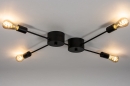 Foto 74048-3: Moderne, zwarte fittinglamp als plafondlamp of wandlamp, geschikt voor vier led lichtbronnen.