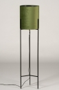 Foto 74079-2: Attraktive Stehlampe mit olivgrünem Samt-Schirm, für LED geeignet.