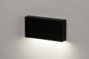 Foto 74096-2 schuinaanzicht: Rechthoekige en platte led wandlamp in het zwart