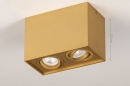 Foto 74142-1: Strakke, moderne plafondlamp, voorzien van twee spots in matte, messingkleurige uitvoering voor een zeer aantrekkelijke prijs. 