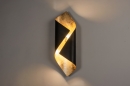 Foto 74146-3: Große, geschwungene Wandleuchte in Schwarz und Gold, geeignet für LED-Beleuchtung.