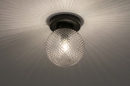 Foto 74156-2: Plafondlamp met bol van glas in vintage stijl