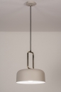 Foto 74184-1 schuinaanzicht: Luxe ronde hanglamp in warmgrey met messing