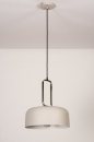 Foto 74184-4 schuinaanzicht: Luxe ronde hanglamp in warmgrey met messing