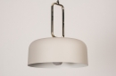 Foto 74184-5 schuinaanzicht: Luxe ronde hanglamp in warmgrey met messing