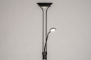 Foto 74215-5: LED Deckenfluter mit Leselampe in Schwarz und dimmbar mit den Dimmern an der Leuchte