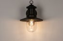 Foto 74242-5: Schwarze Außenlampe, Wandlampe als Laterne im klassischen Stil, geeignet für LED.