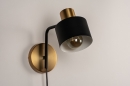 Foto 74253-11 niet_in_feed: Elegante wandlamp in mat zwart met messing, geschikt voor led verlichting.