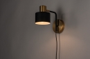 Foto 74253-2 onderaanzicht: Elegante wandlamp in mat zwart met messing, geschikt voor led verlichting.