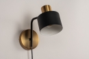 Foto 74253-7 niet_in_feed: Elegante wandlamp in mat zwart met messing, geschikt voor led verlichting.