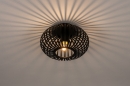 Foto 74281-2 onderaanzicht: Zwarte Ronde Open Plafondlamp van Gietijzer met spijlen voor sfeervolle plafondverlichting 