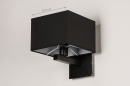 Foto 74301-1: Moderne zwarte wandlamp in vierkante vormgeving, geschikt voor vervangbaar led.