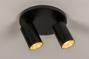 Foto 74344-3: Funktionale, schwarze Deckenspots mit goldenen Details und tollem Lichteffekt in dezentem, rundem Design.