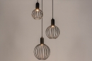 Foto 74366-3: Zwarte 3-lichts hanglamp met drie draadlampen in bolvorm 