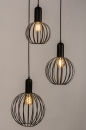 Foto 74366-4: Zwarte 3-lichts hanglamp met drie draadlampen in bolvorm 
