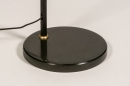 Foto 74373-12: Stehlampe in Schwarz mit Messing mit offenem Schirm und Marmorsockel