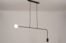 Foto 74378-2: Zwarte design hanglamp met bol van wit glas