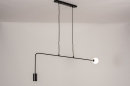 Foto 74378-3: Zwarte design hanglamp met bol van wit glas