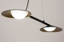 Foto 74387-3: Moderne, schwarze Pendelleuchte mit Messingdetails und eingebauter dimmbarer LED