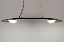 Foto 74387-5: Moderne, zwarte hanglamp voorzien van messingkleurige details, voorzien van ingebouwd, dimbaar led. 