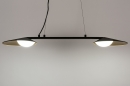 Foto 74387-5: Moderne, schwarze Pendelleuchte mit Messingdetails und eingebauter dimmbarer LED