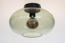 Foto 74441-13 onderaanzicht: Moderne, sfeervolle plafondlamp voorzien van groen glas, geschikt voor vervangbaar led verlichting.
