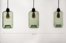 Foto 74445-13: Moderne, 3-flammige Hängeleuchte mit stimmungsvollem olivgrünem Glas, für LED geeignet