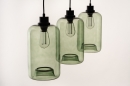 Foto 74445-17: Moderne, 3-flammige Hängeleuchte mit stimmungsvollem olivgrünem Glas, für LED geeignet