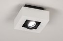 Foto 74483-1: Moderne schwarz-weiße Deckenleuchte mit einem Strahler, der für austauschbare LED geeignet ist.