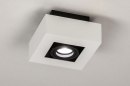 Foto 74483-2: Moderne schwarz-weiße Deckenleuchte mit einem Strahler, der für austauschbare LED geeignet ist.