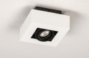 Foto 74483-5: Moderne schwarz-weiße Deckenleuchte mit einem Strahler, der für austauschbare LED geeignet ist.