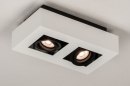 Foto 74484-1: Zwart-witte, moderne plafondlamp voorzien van twee spots geschikt voor vervangbaar led.