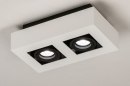Foto 74484-2: Zwart-witte, moderne plafondlamp voorzien van twee spots geschikt voor vervangbaar led.