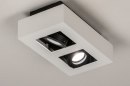 Foto 74484-4: Zwart-witte, moderne plafondlamp voorzien van twee spots geschikt voor vervangbaar led.