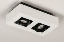 Foto 74484-5: Zwart-witte, moderne plafondlamp voorzien van twee spots geschikt voor vervangbaar led.