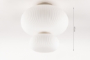 Foto 74509-1: Japani plafondlamp van wit opaalglas met ribbel Lampion vormgeving