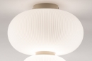 Foto 74509-3: Japani plafondlamp van wit opaalglas met ribbel Lampion vormgeving