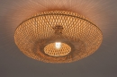 Foto 74515-2 onderaanzicht: Platte, rieten, rotan plafondlamp in naturel kleur, geschikt voor led verlichting.