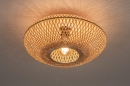 Foto 74516-2 onderaanzicht: Platte, rieten, rotan plafondlamp in naturel kleur, geschikt voor led verlichting.