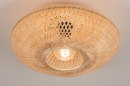 Foto 74516-3 onderaanzicht: Platte, rieten, rotan plafondlamp in naturel kleur, geschikt voor led verlichting.