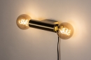 Foto 74519-4: Trendy slanke messingkleurige E27 wandlamp met snoer