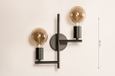 Foto 74537-1: Minimalistische wandlamp zwart met twee fittingen voor twee fittinglampen