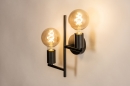 Foto 74537-3 anders: Minimalistische wandlamp zwart met twee fittingen voor twee fittinglampen