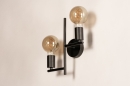 Foto 74537-5: Minimalistische wandlamp zwart met twee fittingen voor twee fittinglampen